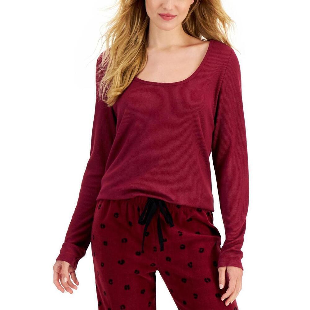 Jenni By Jennifer Moore Womens Solid Long-Sleeve Pajama Top Only,1-Piece Size XS